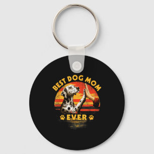 Dalmatische moeder retro zonsondergang grappige ho sleutelhanger