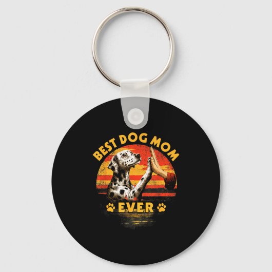 Dalmatische moeder retro zonsondergang grappige ho sleutelhanger (Voorkant)