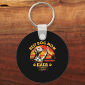 Dalmatische moeder retro zonsondergang grappige ho sleutelhanger (Voorkant)