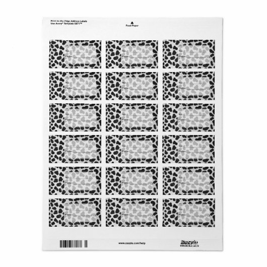 Dalmatische Monogrtam Black en White Prints Etiket (Full Sheet)