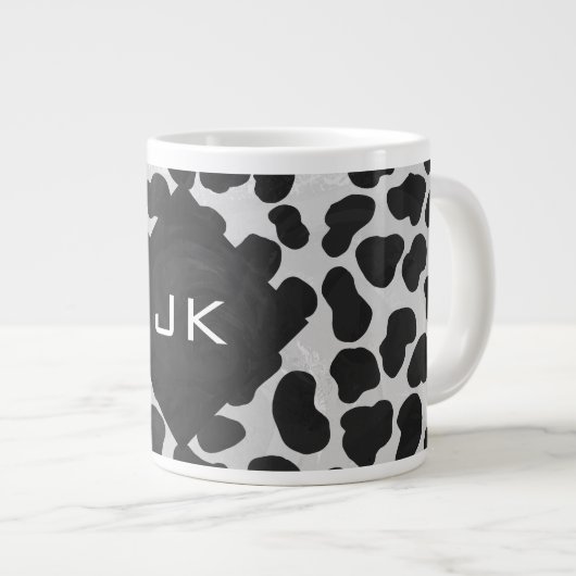 Dalmatische Monogrtam Black en White Prints Grote Koffiekop (Voorkant rechts)