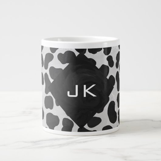 Dalmatische Monogrtam Black en White Prints Grote Koffiekop (Voorkant)