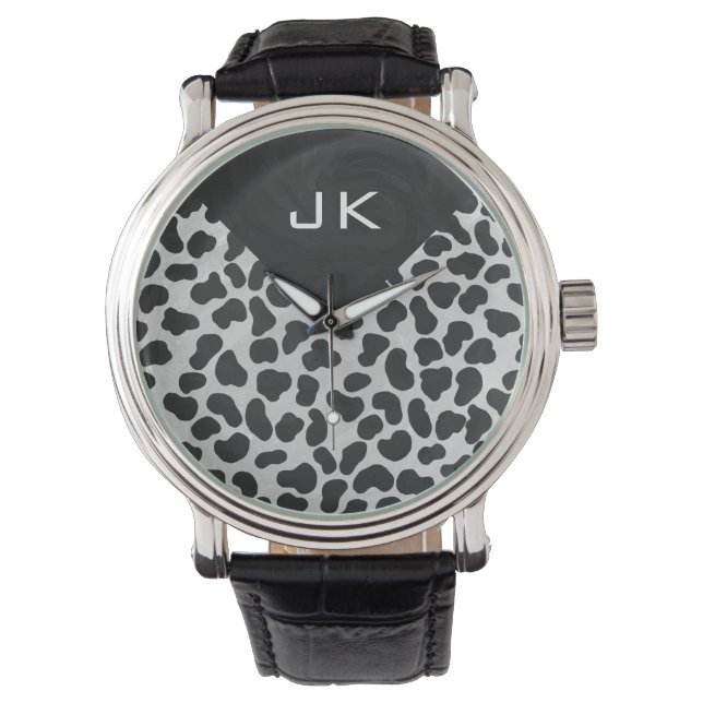 Dalmatische Monogrtam Black en White Prints Horloge (Voorkant)