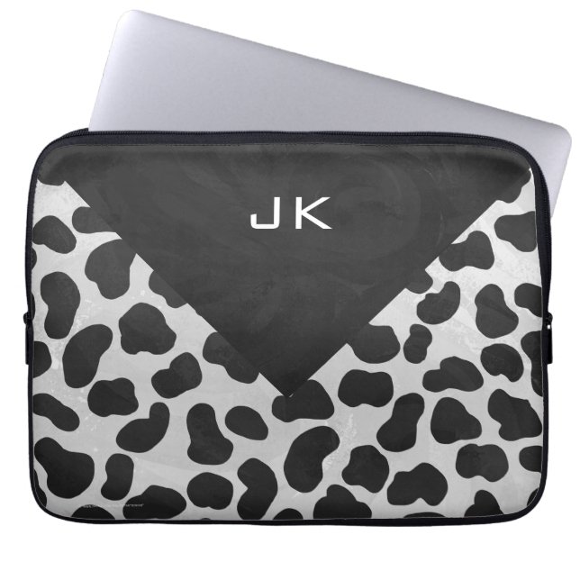 Dalmatische Monogrtam Black en White Prints Laptop Sleeve (Voorkant)
