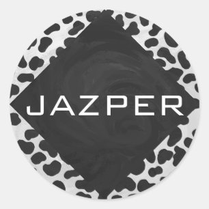 Dalmatische Monogrtam Black en White Prints Ronde Sticker