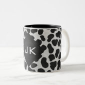 Dalmatische Monogrtam Black en White Prints Tweekleurige Koffiemok (Voorkant rechts)
