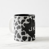 Dalmatische Monogrtam Black en White Prints Tweekleurige Koffiemok (Voorkant links)