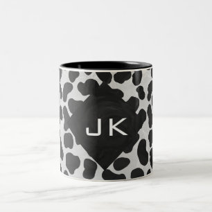 Dalmatische Monogrtam Black en White Prints Tweekleurige Koffiemok