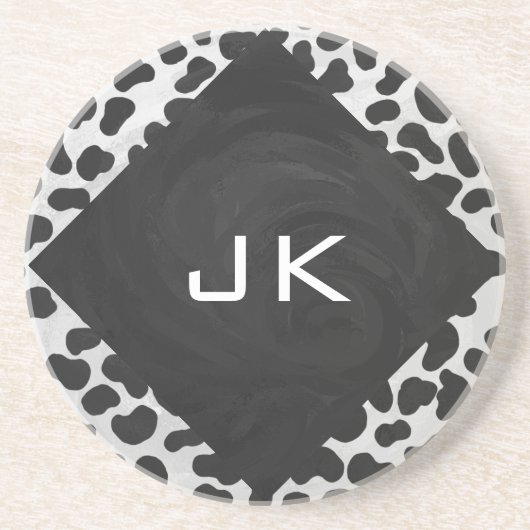 Dalmatische Monogrtam Black en White Prints Zandsteen Onderzetter (Voorkant)