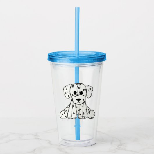 Dalmatische opgevulde hondenschets, zwart acryl drinkbeker (Voorkant)
