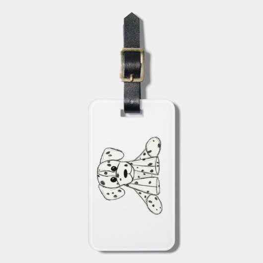 Dalmatische opgevulde hondenschets, zwart bagagelabel (Voorkant verticaal)