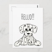 Dalmatische opgevulde hondenschets, zwart briefkaart (Voorkant / Achterkant)