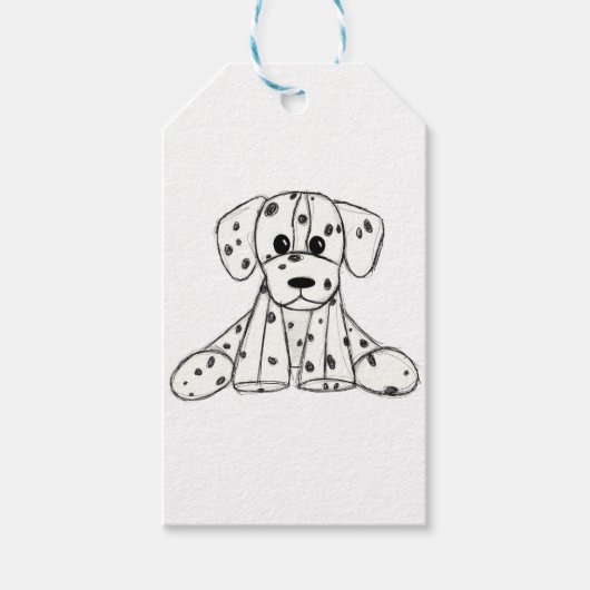 Dalmatische opgevulde hondenschets, zwart cadeaulabel (Voorkant)