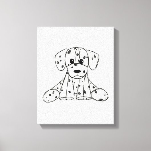 Dalmatische opgevulde hondenschets, zwart canvas afdruk (Voorkant)
