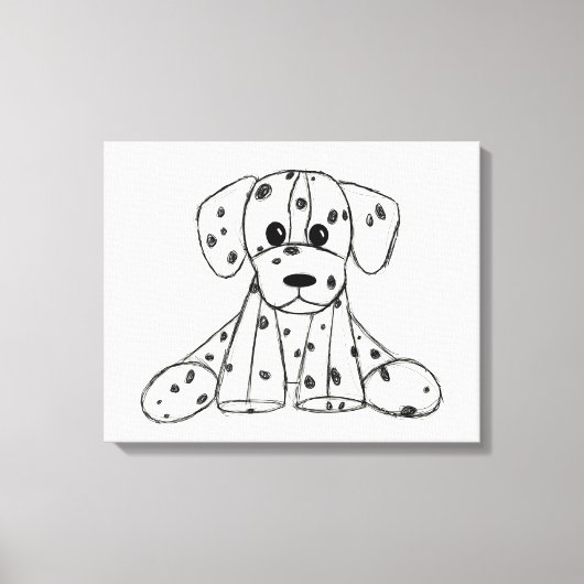Dalmatische opgevulde hondenschets, zwart canvas afdruk (Voorkant)