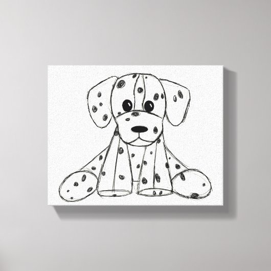 Dalmatische opgevulde hondenschets, zwart canvas afdruk (Voorkant)