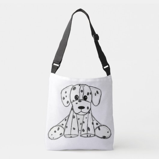 Dalmatische opgevulde hondenschets, zwart crossbody tas (Voorkant)