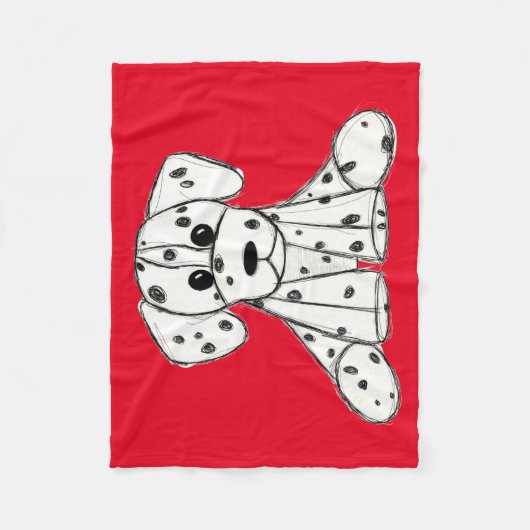 Dalmatische opgevulde hondenschets, zwart fleece deken (Voorkant)