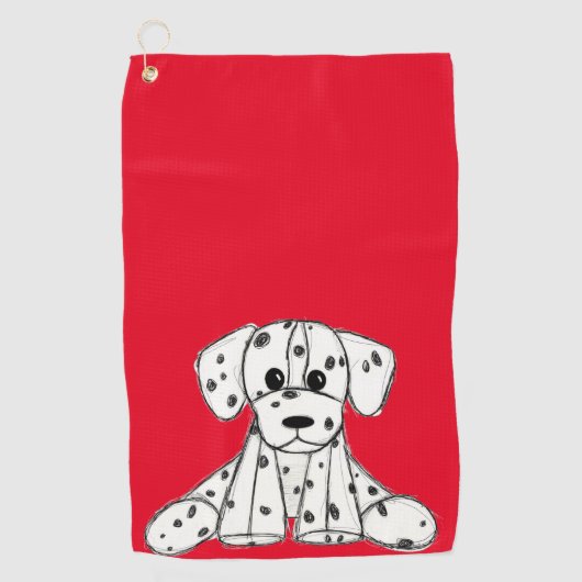 Dalmatische opgevulde hondenschets, zwart golfhanddoek (Voorkant)