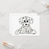 Dalmatische opgevulde hondenschets, zwart kaart (Voorkant / Achterkant in situ)