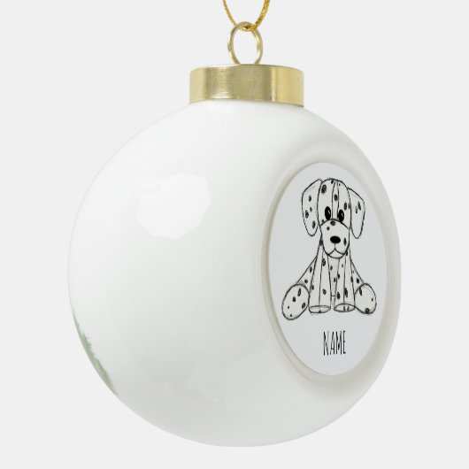 Dalmatische opgevulde hondenschets, zwart keramische bal ornament (Links)
