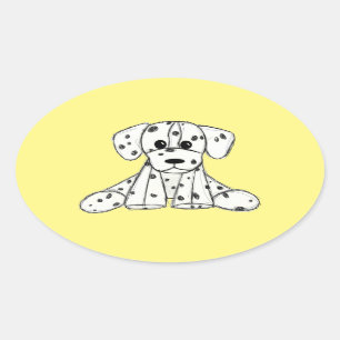 Dalmatische opgevulde hondenschets, zwart ovale sticker