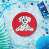 Dalmatische opgevulde hondenschets, zwart papieren bordje (Feest)