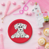 Dalmatische opgevulde hondenschets, zwart papieren bordje (Feest)