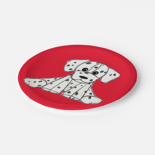 Dalmatische opgevulde hondenschets, zwart papieren bordje (Gekanteld)