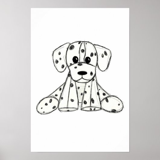 Dalmatische opgevulde hondenschets, zwart poster (Voorkant)