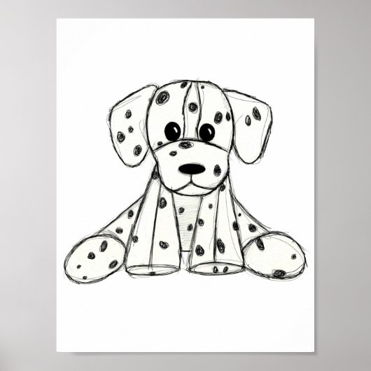 Dalmatische opgevulde hondenschets, zwart poster (Voorkant)