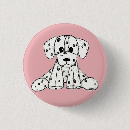 Dalmatische opgevulde hondenschets, zwart ronde button 3,2 cm (Voorkant)