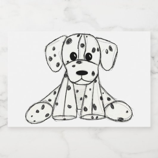 Dalmatische opgevulde hondenschets, zwart sparkling wijnetiket (Enkel label)