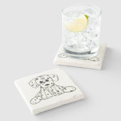 Dalmatische opgevulde hondenschets, zwart stenen onderzetter (Zijkant)