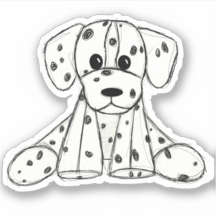Dalmatische opgevulde hondenschets, zwart sticker