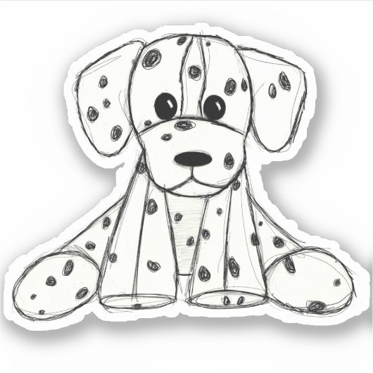 Dalmatische opgevulde hondenschets, zwart sticker (Voorkant)