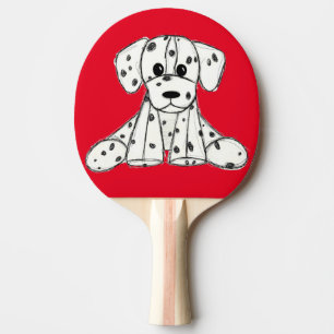 Dalmatische opgevulde hondenschets, zwart tafeltennisbatje