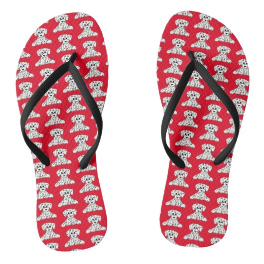 Dalmatische opgevulde hondenschets, zwart teenslippers (Voetbed)