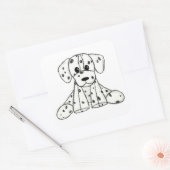 Dalmatische opgevulde hondenschets, zwart vierkante sticker (Envelop)