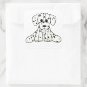 Dalmatische opgevulde hondenschets, zwart vierkante sticker (Tas)