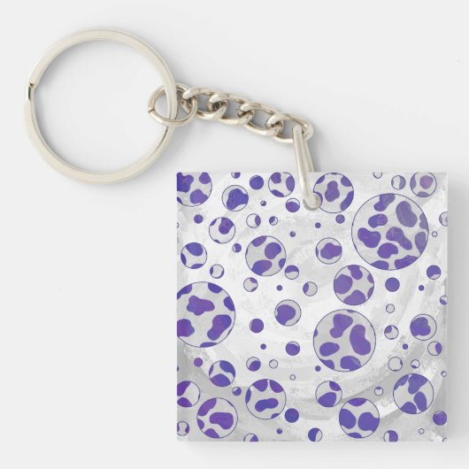 Dalmatische Paarse en witte poka Dot Sleutelhanger (Voorkant)