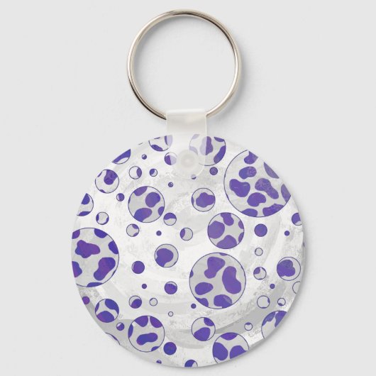 Dalmatische Paarse en witte poka Dot Sleutelhanger (Voorkant)