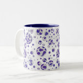 Dalmatische Paarse en witte poka Dot Tweekleurige Koffiemok (Voorkant links)