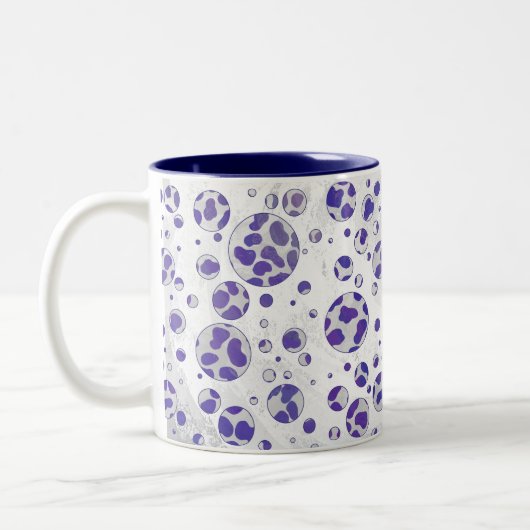 Dalmatische Paarse en witte poka Dot Tweekleurige Koffiemok (Links)