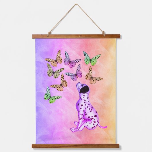 Dalmatische papaver en kleurrijke vlinders hangend wandkleed (Voorkant)