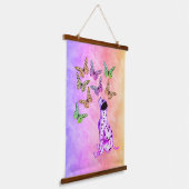 Dalmatische papaver en kleurrijke vlinders hangend wandkleed (Gebogen)