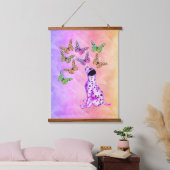 Dalmatische papaver en kleurrijke vlinders hangend wandkleed (Slaapkamer)