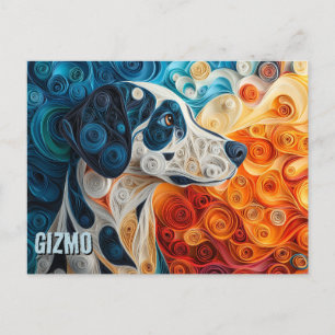 Dalmatische papieren Quilling Art Dog Portret Briefkaart