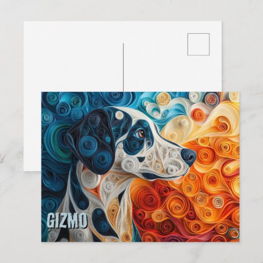 Dalmatische papieren Quilling Art Dog Portret Briefkaart (Voorkant / Achterkant)