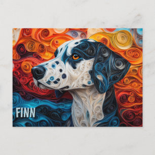Dalmatische papieren Quilling Art Dog Portret Briefkaart